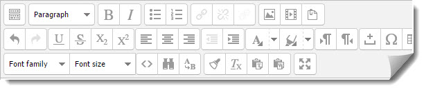 Toggled (expanded) toolbar options menu